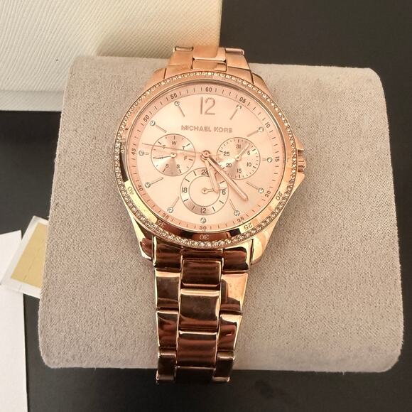 Michael Kors Women\'s Riley Chronograph Rose Gold-Tone Stainless Steel Watch